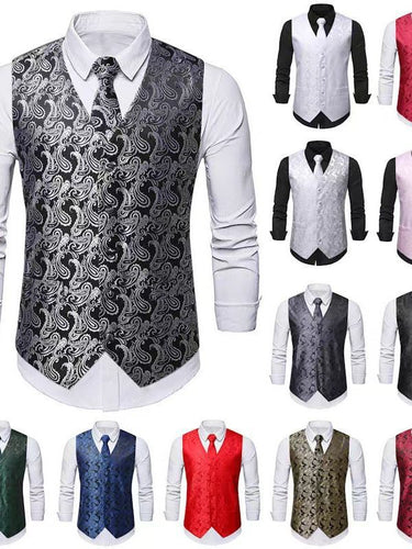 Herren elegantes Weste-Anzugset mit passendem Krawatte und Einstecktuch Echoarchiv
