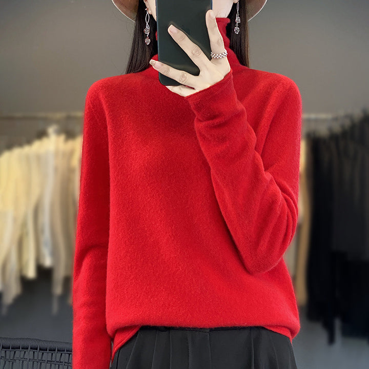 Damen Weicher Feinstrick-Rollkragenpullover mit kaschmirähnlicher Haptik und verlängerten Bündchen Echoarchiv