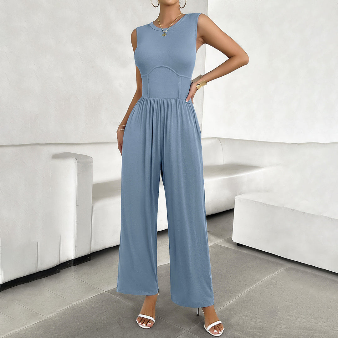 Damen Lässiger Jumpsuit mit weitem Bein und taillierter Ausarbeitung Echo Archiv