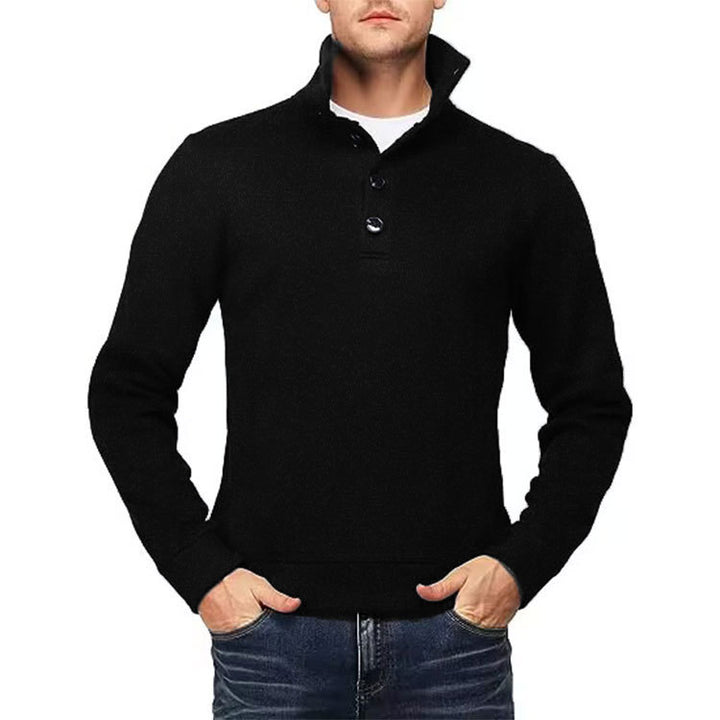 Herren Hochwertiger Pullover mit Stehkragen und Knopfdetail Echoarchiv
