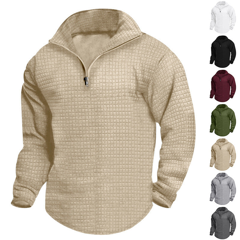 Herren Hochwertiger Fleece-Pullover mit Stehkragen und Reißverschluss Echoarchiv
