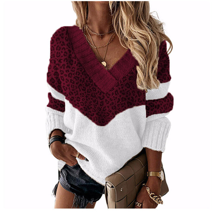 Damen nan V-Ausschnitt Strickpullover mit Chevron-Muster und Oversize-Schnitt Echo Archiv