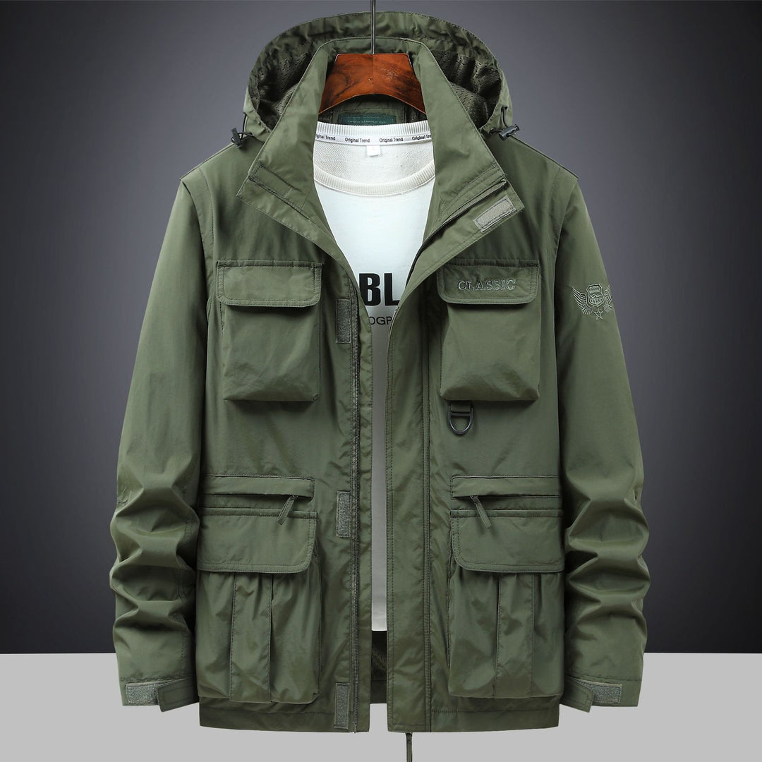 Men's tactical hooded field parka with multi-pocket utility front and D-ring – Cavarno