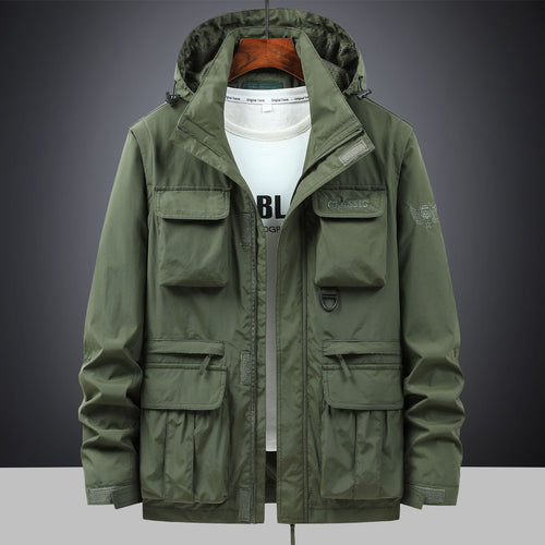 Men's tactical hooded field parka with multi-pocket utility front and D-ring – Cavarno