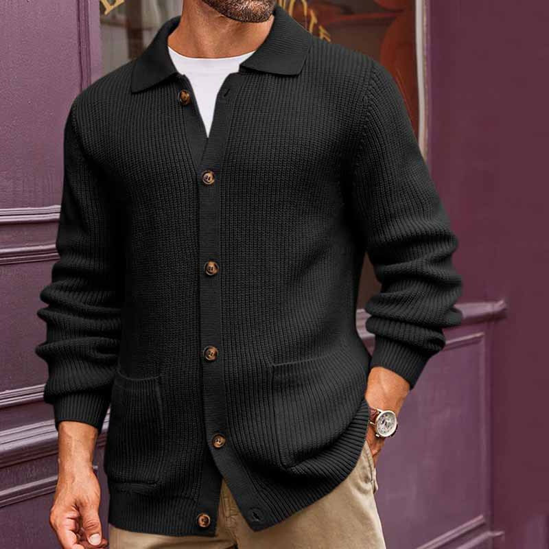 Herren Strickjacke mit großflächiger Rippstruktur und praktischen Taschen Echoarchiv