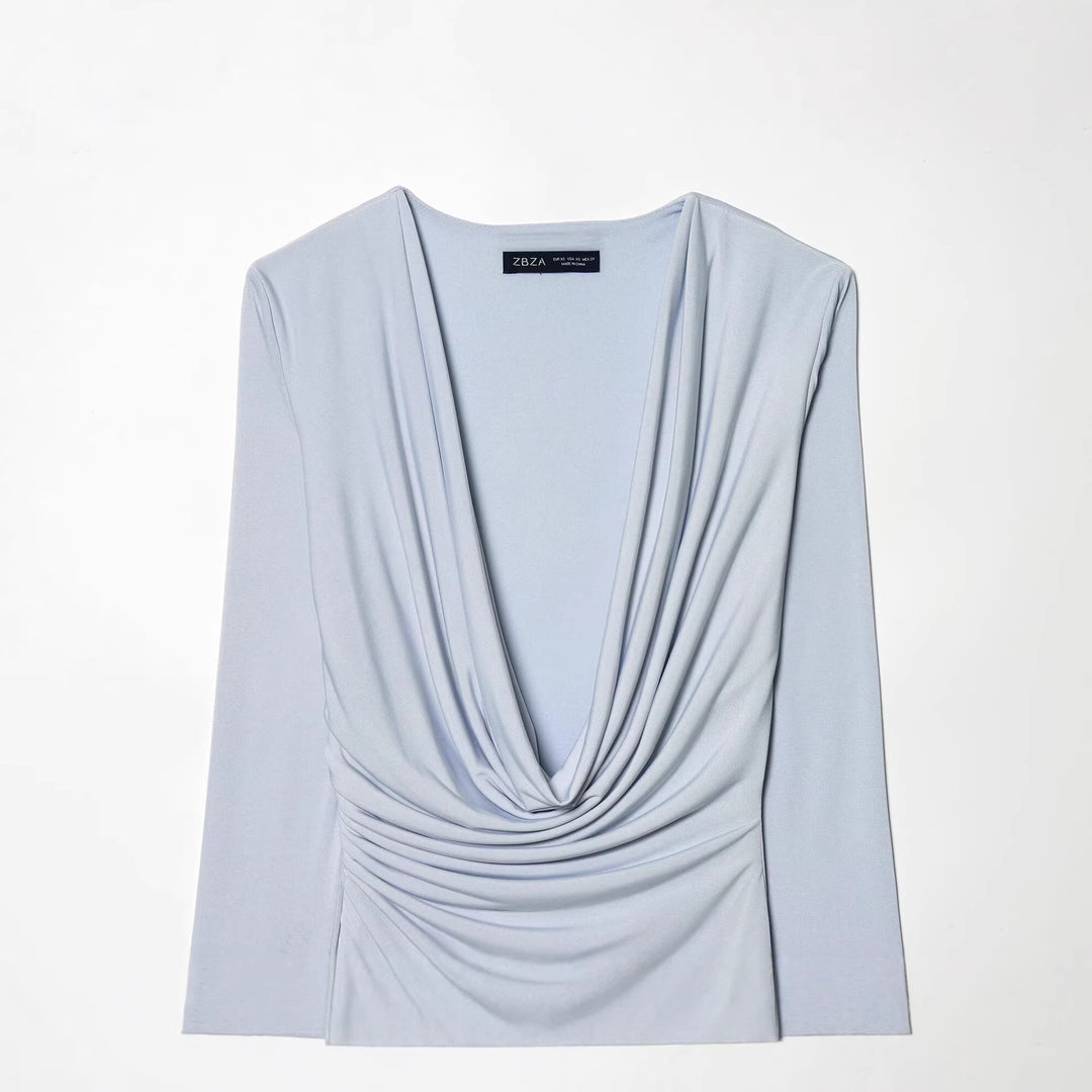 Damen Drapiertes Jersey-Minikleid mit tiefem Wasserfall-Ausschnitt und seitlicher Kordel Echo Archiv