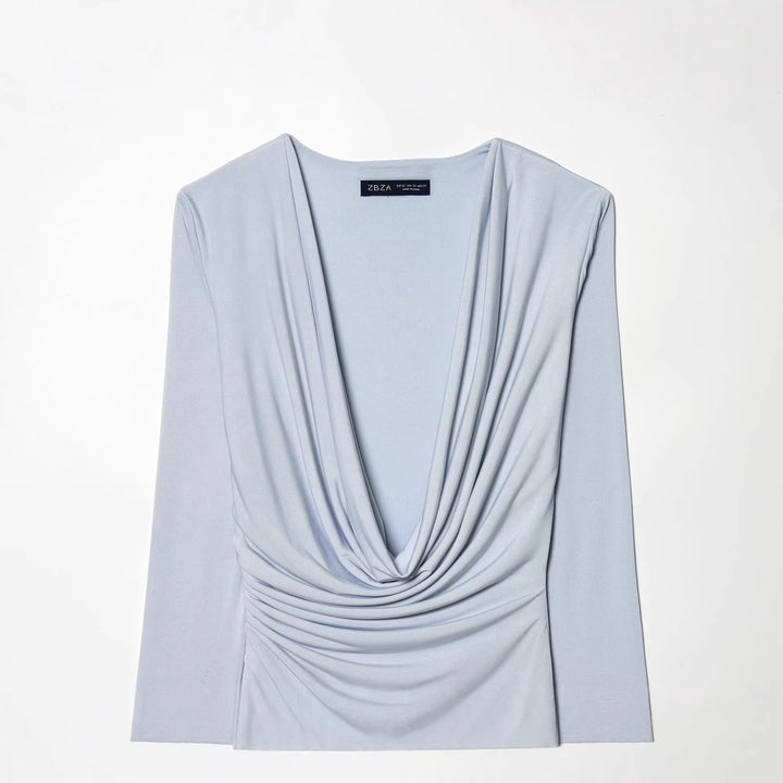 Damen Drapiertes Jersey-Minikleid mit tiefem Wasserfall-Ausschnitt und seitlicher Kordel Echo Archiv