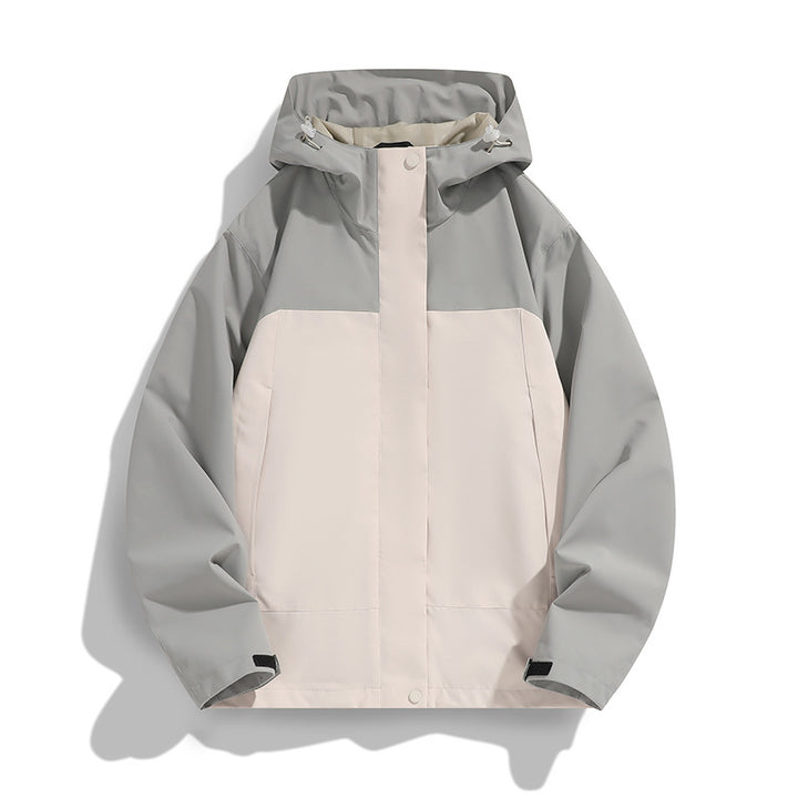 Herren Zweifarbige Softshell-Fieldjacke mit Kapuze, winddichtem Obermaterial und minimalistischen Eingriffstaschen Echo Archiv