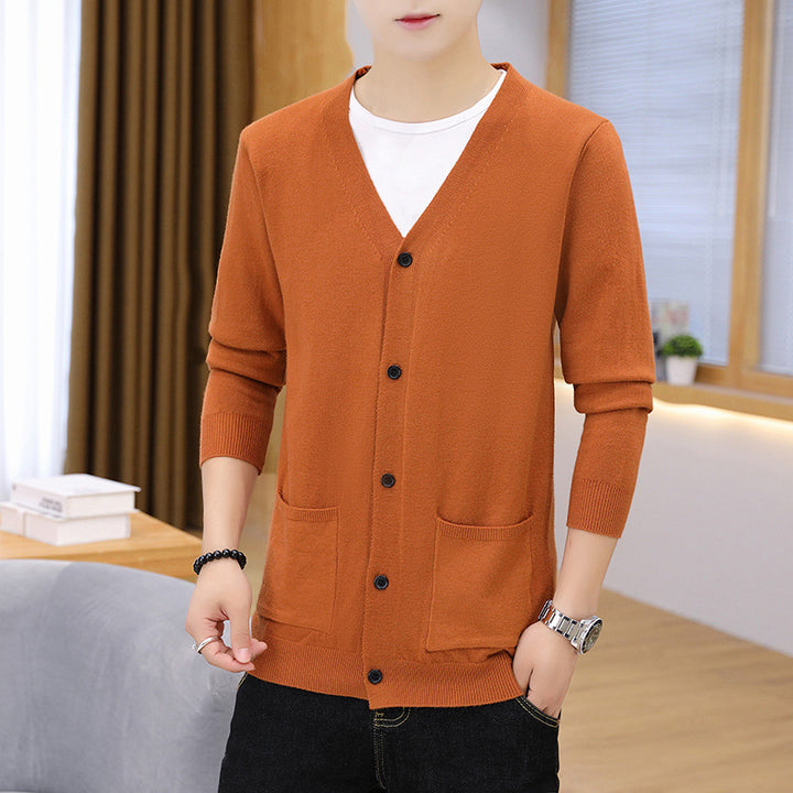 Herren eleganter leichter Strickcardigan mit Taschen Echoarchiv