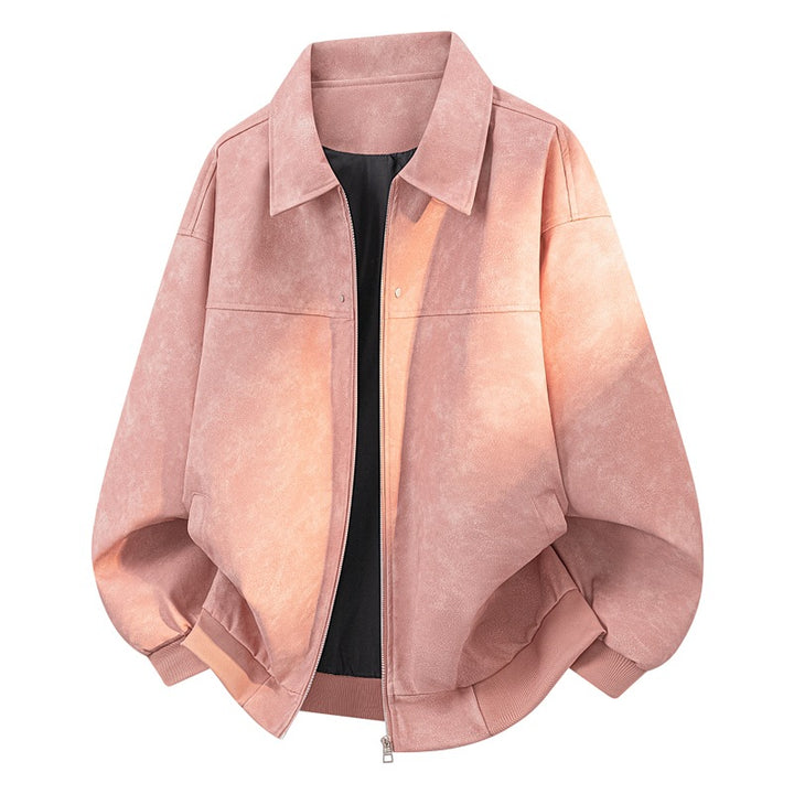 Herren Oversize Blousonjacke in Velours-Optik mit kastiger Silhouette, beidseitig öffnendem Reißverschluss & geripptem Saum Echoarchiv