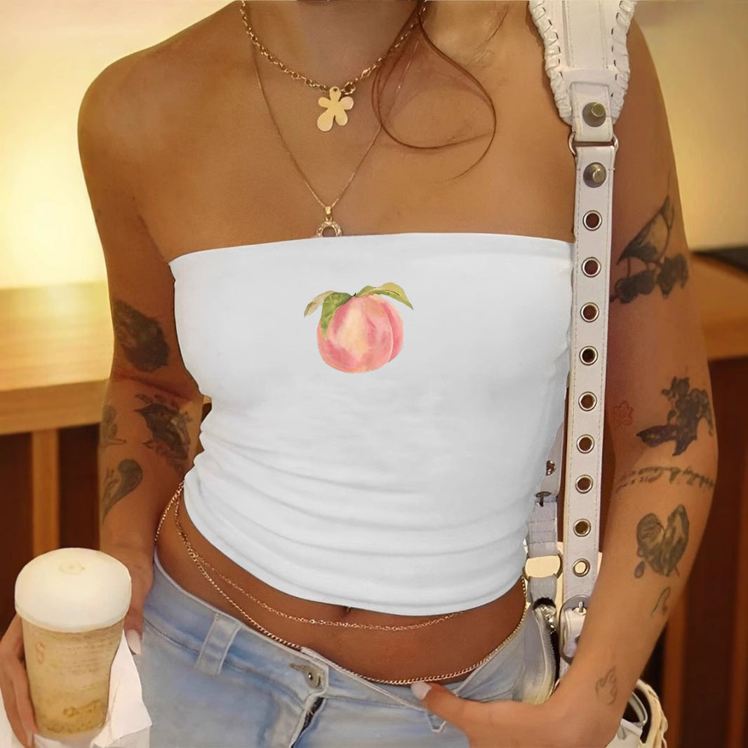 Damen Bandeau-Oberteil mit fruchtigem Motiv und figurbetontem Schnitt Echo Archiv
