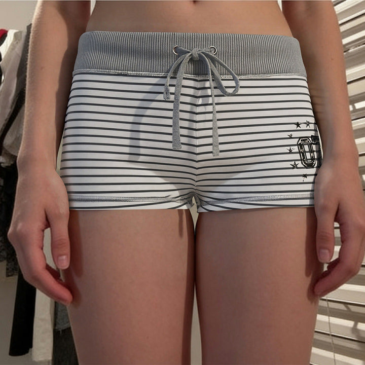 Damen Freizeit Shorts mit raffiniertem Streifenmuster und elastischem Bund Echo Archiv