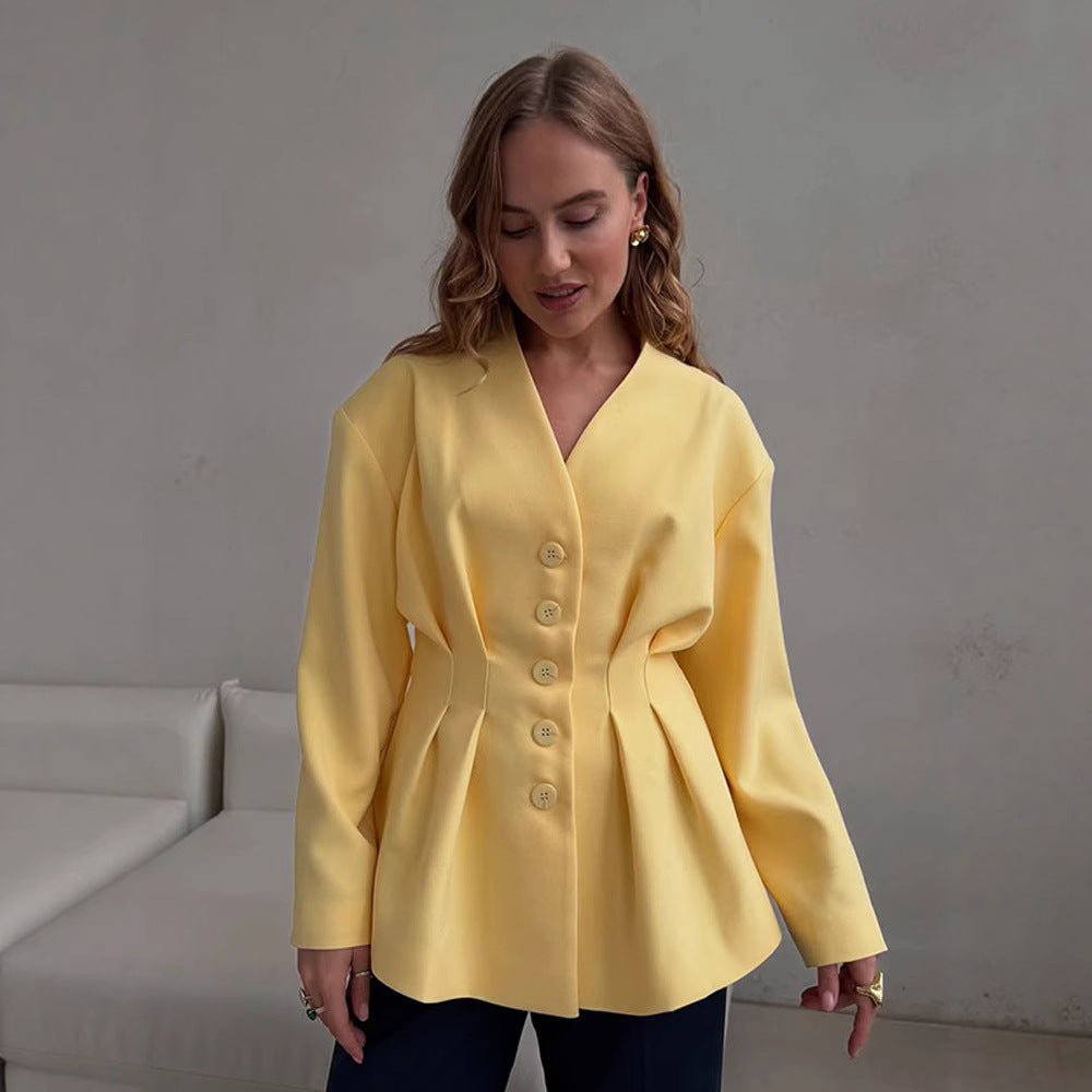 Damen Taillierter Blazer mit Kellerfalten und schwingendem Peplum Echoarchiv