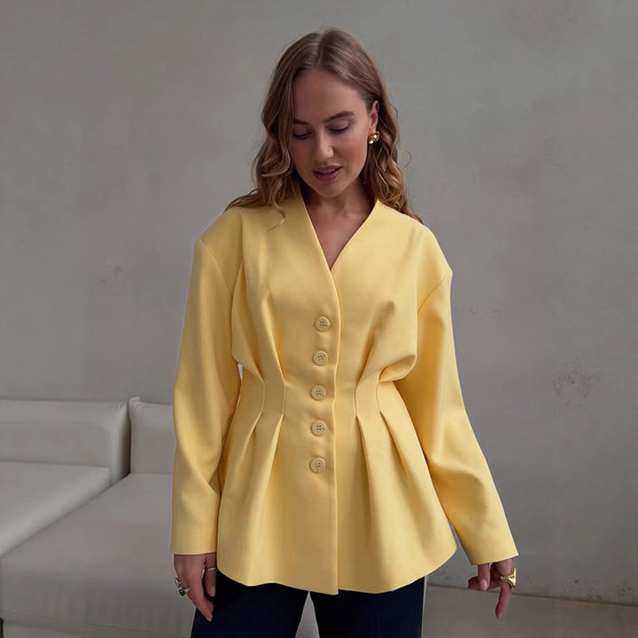 Damen Taillierter Blazer mit Kellerfalten und schwingendem Peplum Echoarchiv