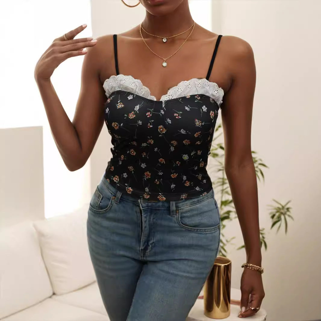 Damen Spitzen-Cami-Top mit floralem Design Echo Archiv