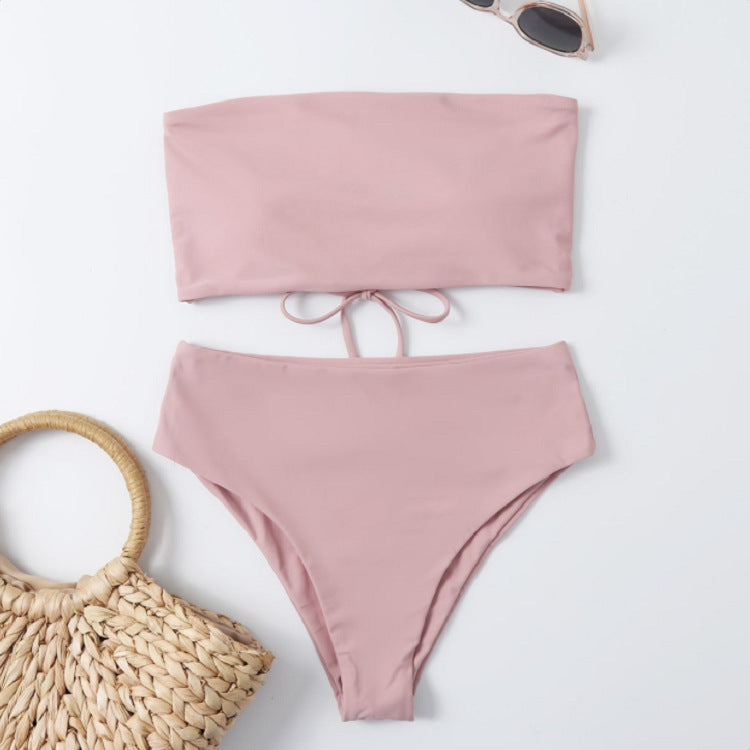Damen Bandeau-Bikini-Set mit hohem Bund und raffiniertem Bindedetail Echo Archiv