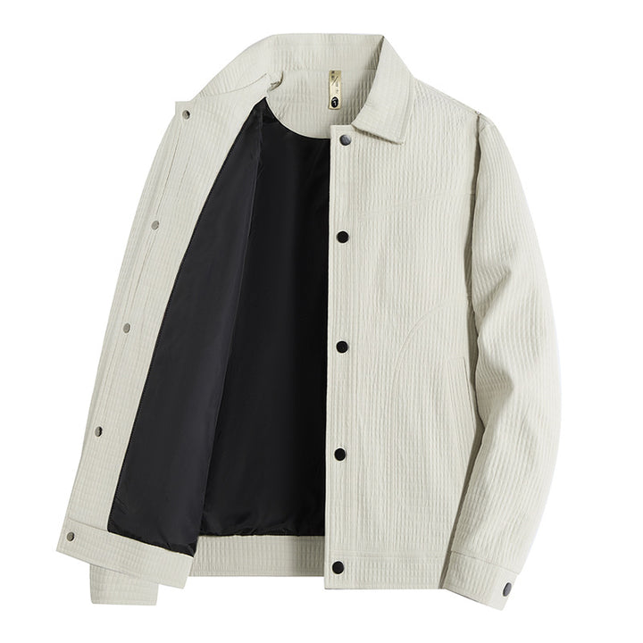 Herren Leichte Übergangsjacke im Worker-Stil mit mikrostrukturierter Twill-Optik und Druckknopfleiste Echo Archiv