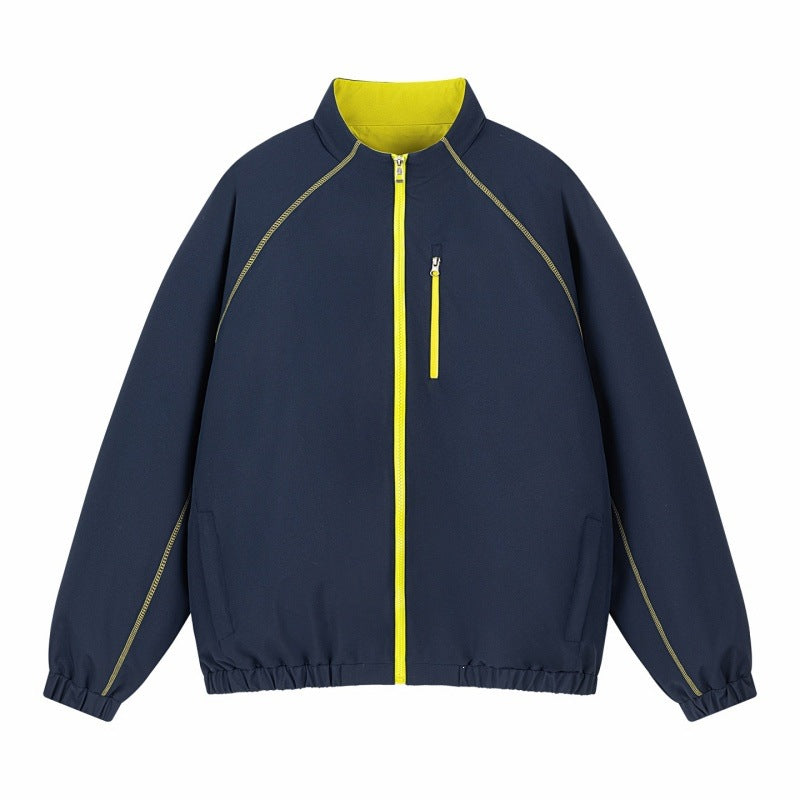 Unisex Leichte Übergangsjacke mit Raglanärmeln, durchgehendem Reißverschluss, Brusttasche und elastischem Saum Echoarchiv
