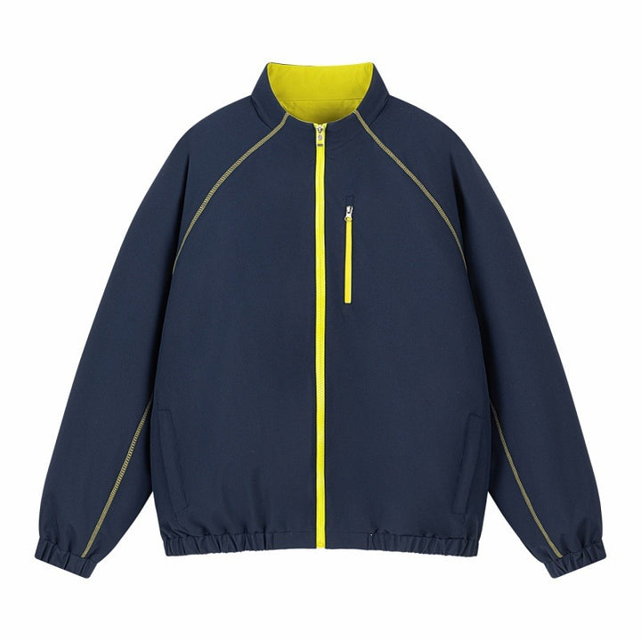 Unisex Leichte Übergangsjacke mit Raglanärmeln, durchgehendem Reißverschluss, Brusttasche und elastischem Saum Echoarchiv