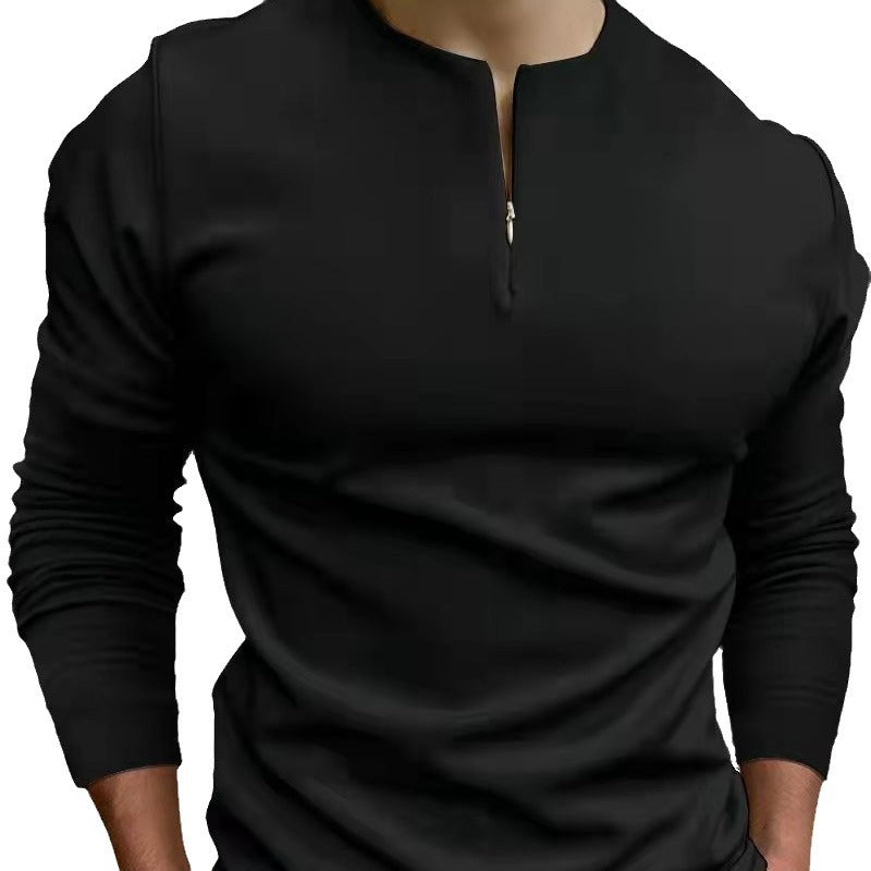 Herren Langarm Sweatshirt mit modernem Stehkragen und Reißverschluss Echoarchiv