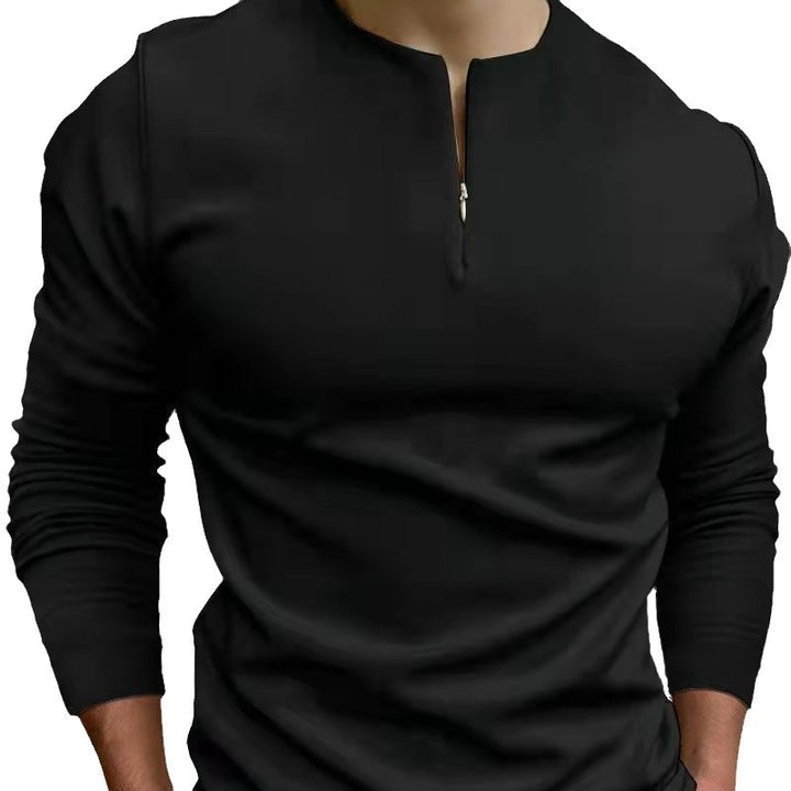 Herren Langarm Sweatshirt mit modernem Stehkragen und Reißverschluss Echoarchiv