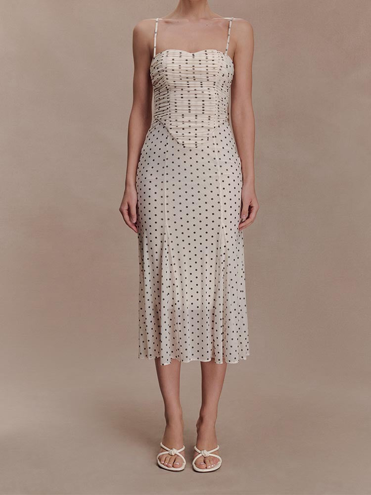 Damen Midi-Party-Kleid mit Rüschendetails und transparenter Stoffstruktur Echo Archiv