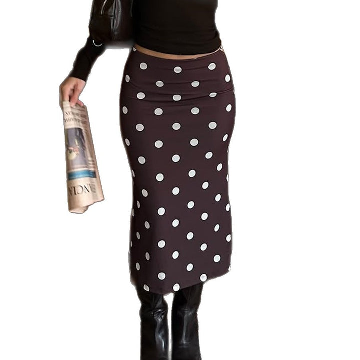 Damen Midirock mit High‑Waist, figurbetonter Silhouette und Retro‑Pünktchenmuster – Avérine