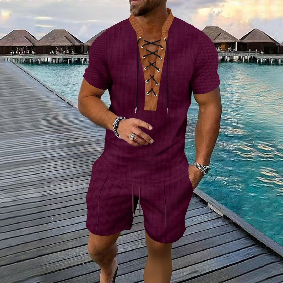 Herren Sportliches Oberteil mit modischer Schnürung und Shorts Echoarchiv