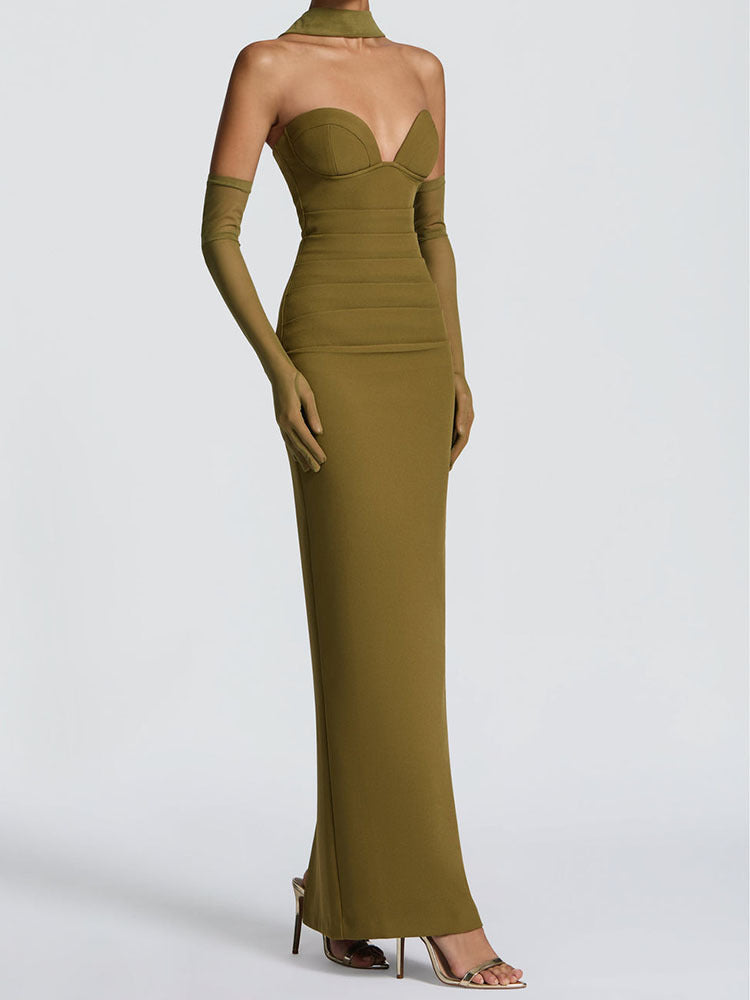Damen Elegantes Schulterfreies Maxikleid mit figurformenden Einsätzen Echo Archiv