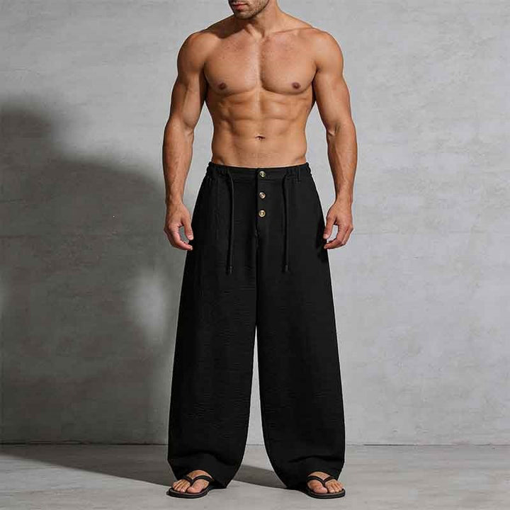 Herren Lässige Leinen-Shorts mit elastischem Bund und praktischem Kordelzug Echo Archiv