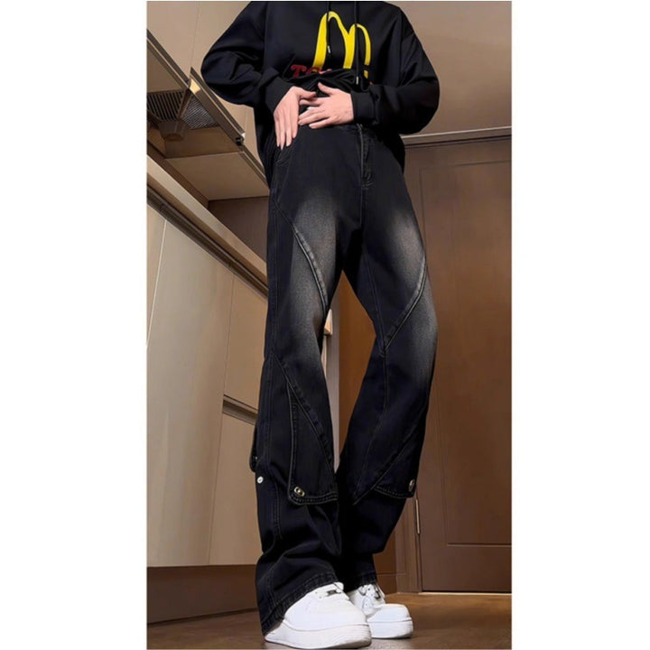 Herren Modische Oversized Denim-Hose mit kreativen Nähte Echoarchiv