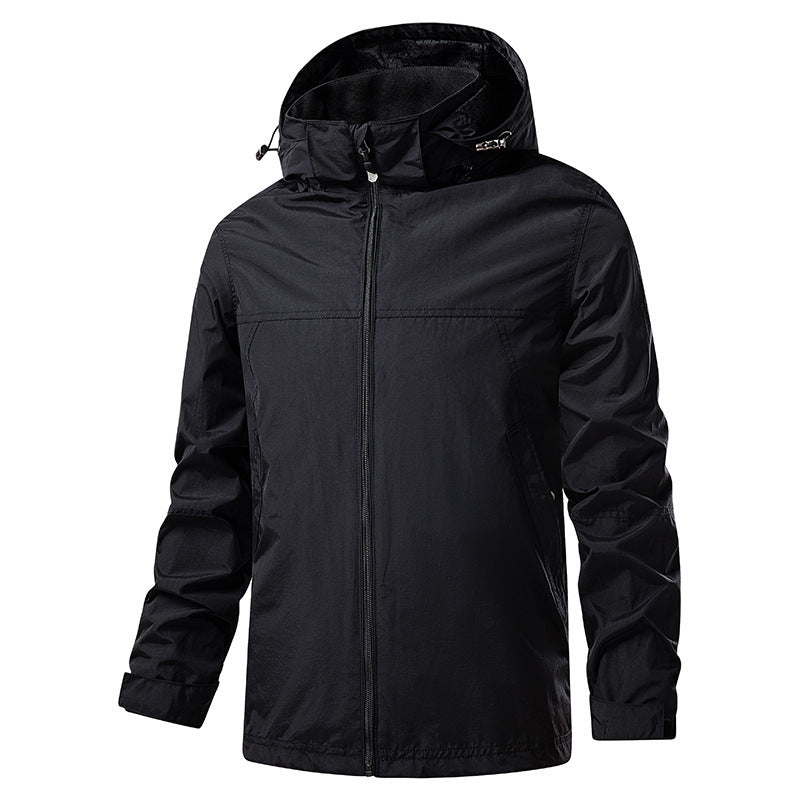 Herren Leichte packbare Regen- und Windjacke mit verstellbarer Kapuze und Mikrofleece-Kragen Echo Archiv
