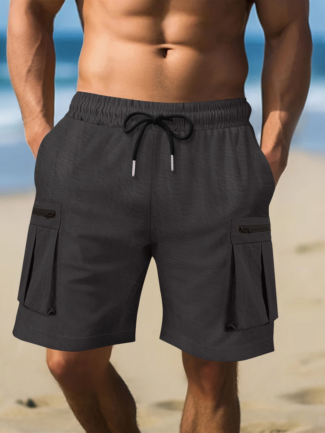 Herren Cargo-Shorts mit praktischen Reißverschlusstaschen und elastischem Bund Echoarchiv