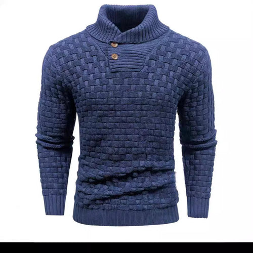 Herren nan strukturierter Strickpullover mit hochschließendem Stehkragen und Zierknopfleiste Echo Archiv