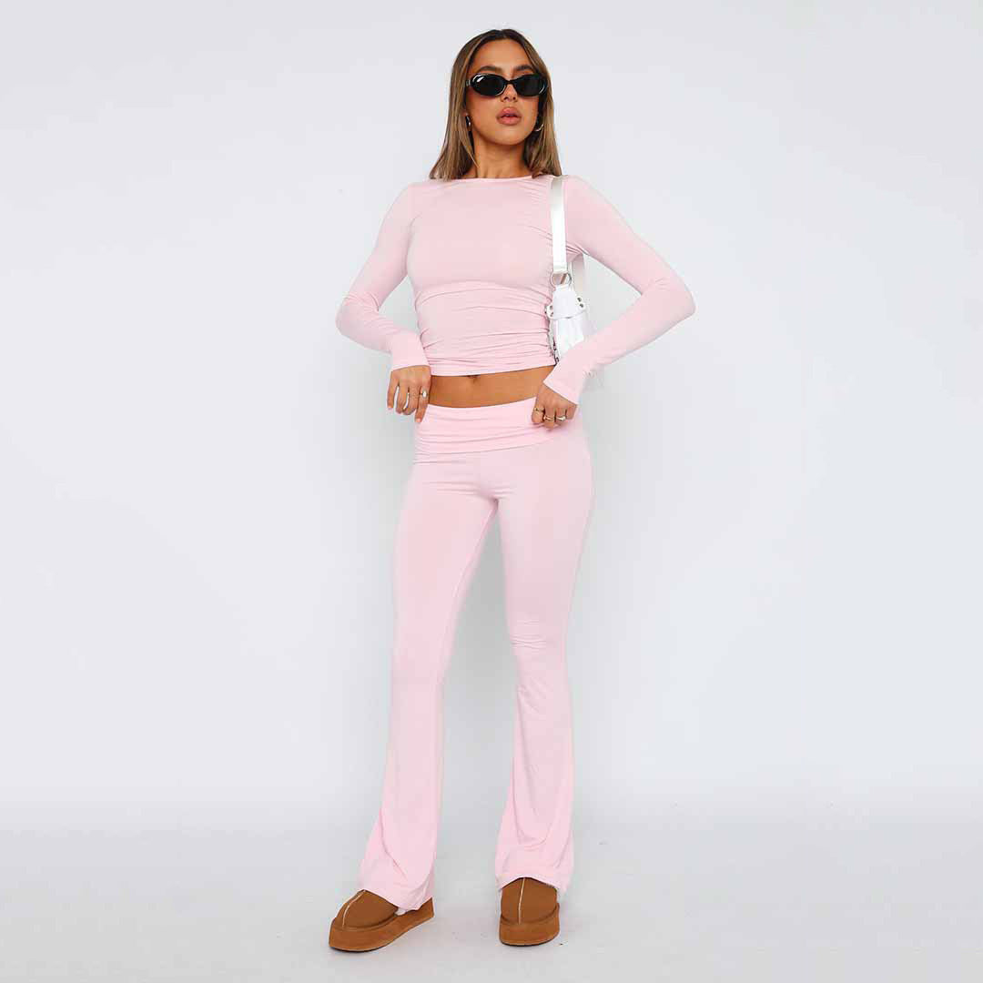 Damen Hochbund Yoga-Hose mit Wickelbund, ausgestelltem Bein und Stretchqualität – Avélisse