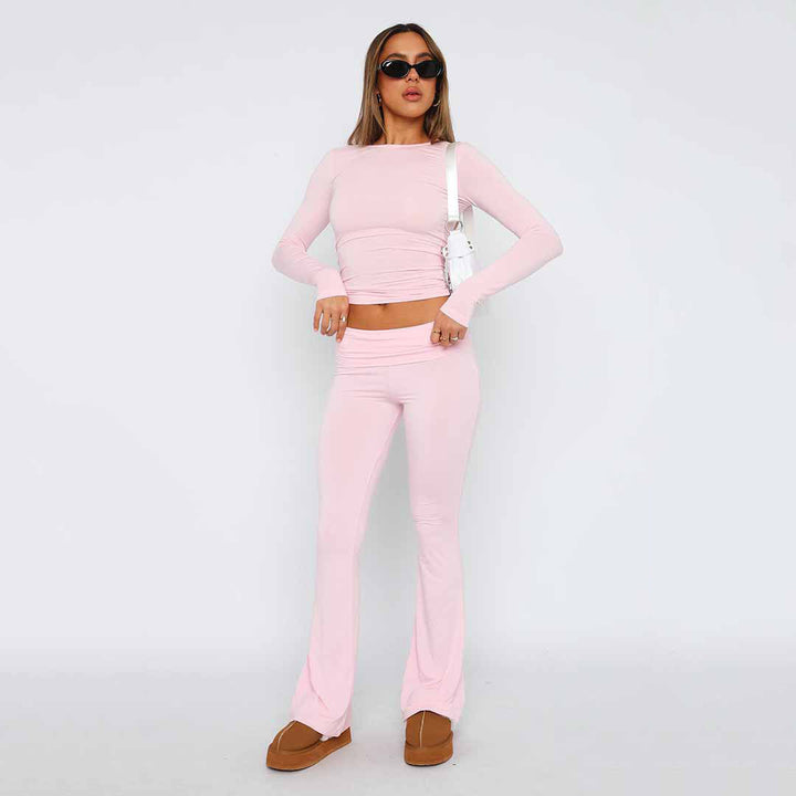 Damen Hochbund Yoga-Hose mit Wickelbund, ausgestelltem Bein und Stretchqualität – Avélisse