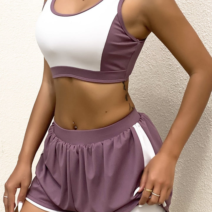 Damen Sportliches Crop-Top Short Set Echo Archiv