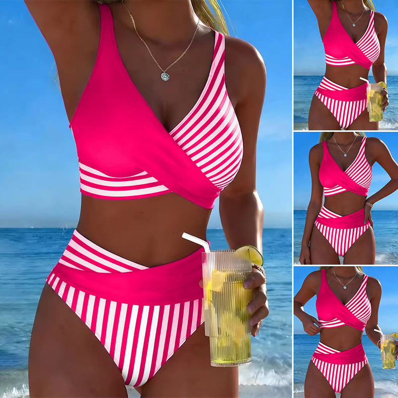 Damen Sportlicher Zweiteiliger Badeanzug mit asymmetrischem Design Echo Archiv