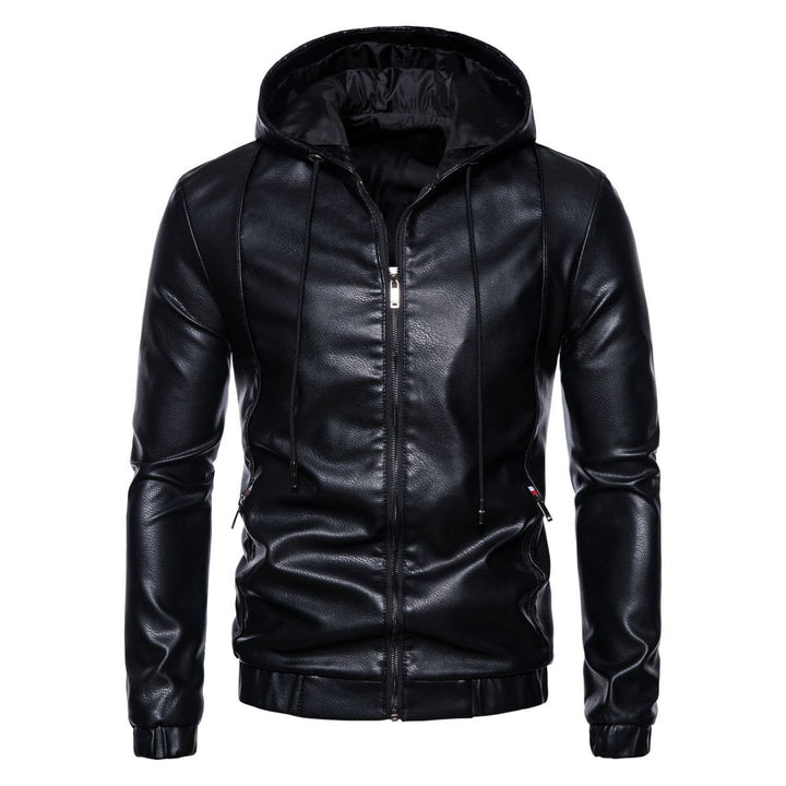 Herren Kunstlederjacke mit praktischem Kapuzen Design und sportiven Details Echoarchiv