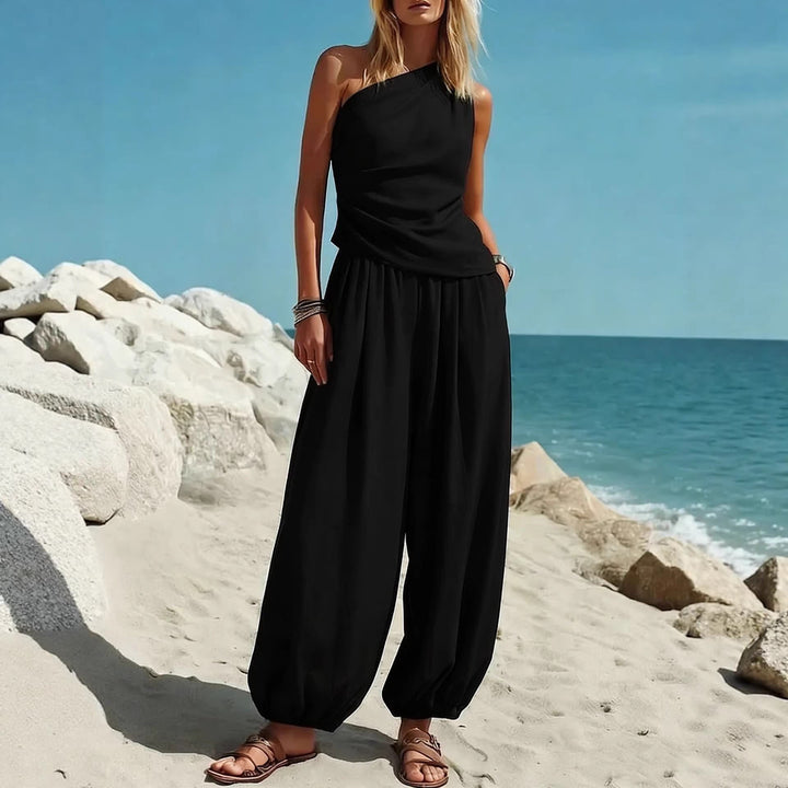 Damen Elegantes Einteiler-Outfit mit Fließendem Schnitt und One-Shoulder-Design Echo Archiv