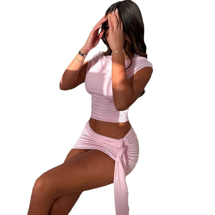 Damen Figurbetontes Crop-Top und Minirock Set Echo Archiv