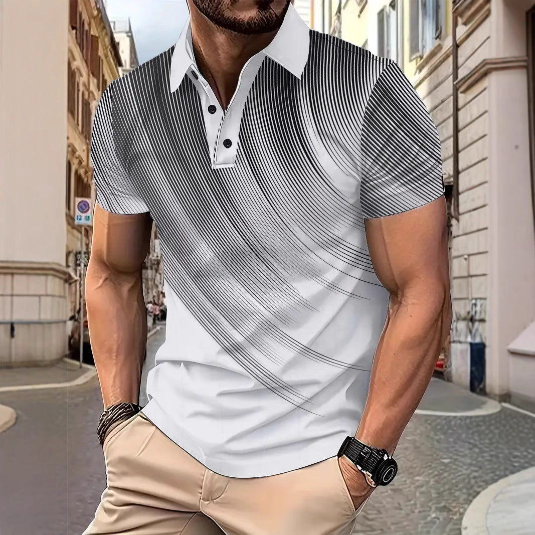 Herren Poloshirt mit modernem Streifenmuster und atmungsaktiver Textur Echoarchiv