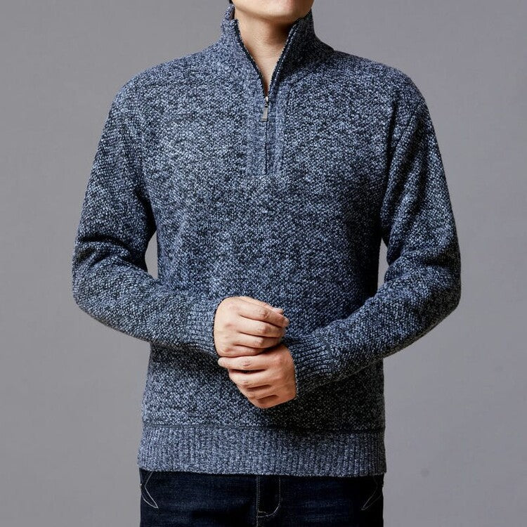 Herren Strickpullover mit modernem Stehkragen und strukturierter Oberfläche Echoarchiv