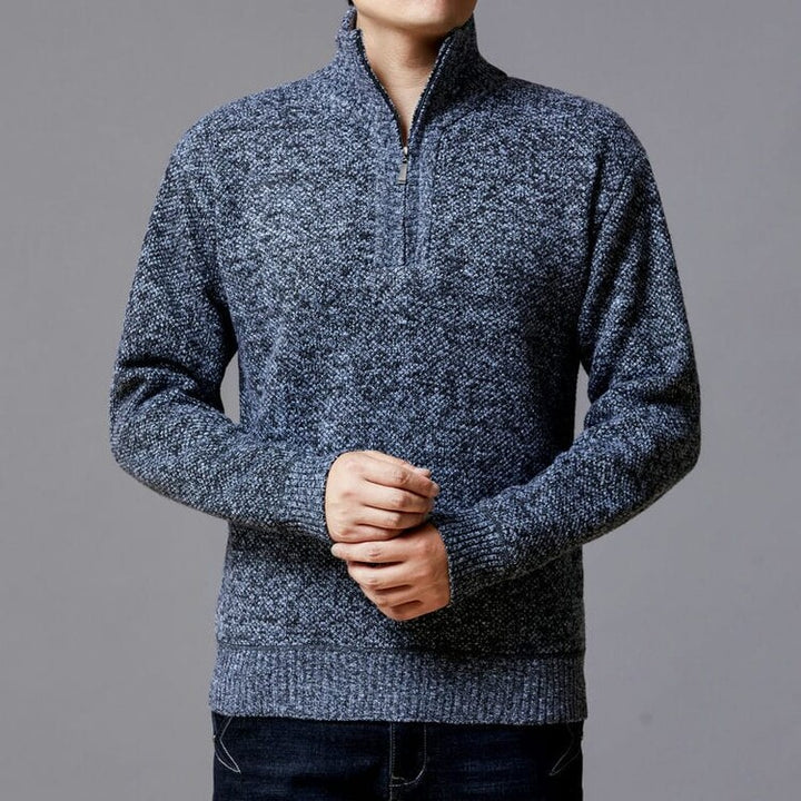Herren Strickpullover mit modernem Stehkragen und strukturierter Oberfläche Echoarchiv