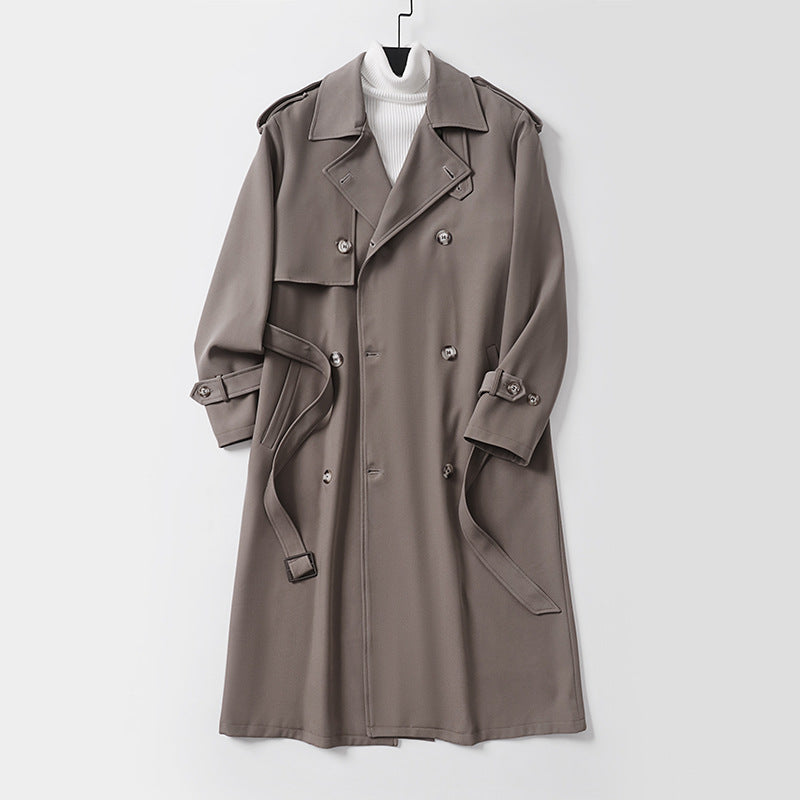 Damen klassischer Doppelreihiger Trenchcoat mit Taillengürtel und Schalkragen Echoarchiv