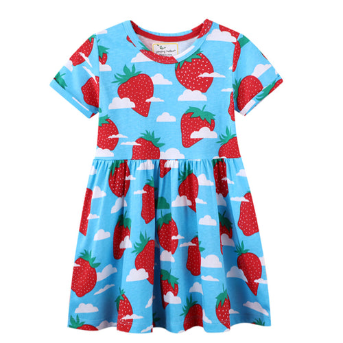 Mädchen Sommerkleid mit fröhlichem Erdbeer-Print Echo Archiv