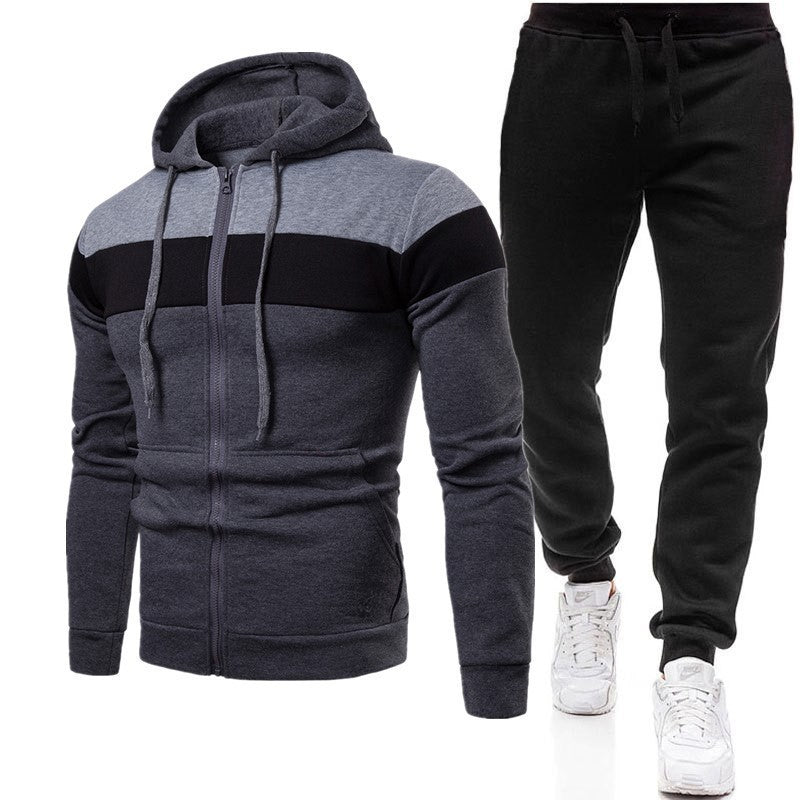 Herren Sportlicher Hoodie- und Jogginganzug mit Kontraststreifen Echoarchiv