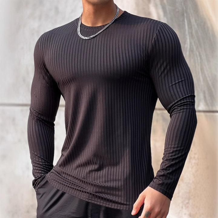 Herren Langarmshirt mit strukturiertem Rippenmuster und sportlicher Passform Echoarchiv