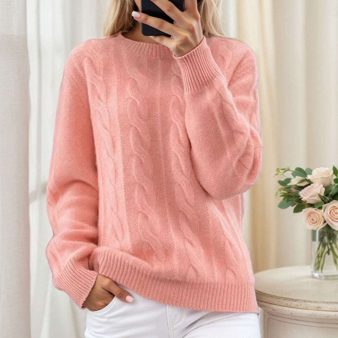 Damen nan kuscheliger Zopfstrickpullover mit Rundhalsausschnitt Echo Archiv