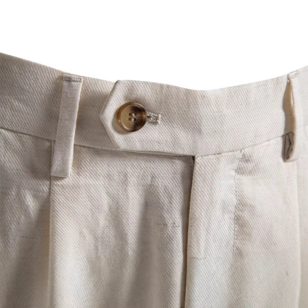 Herren nan lässige Leinenshorts mit Umschlag und Bundfalten Echoarchiv